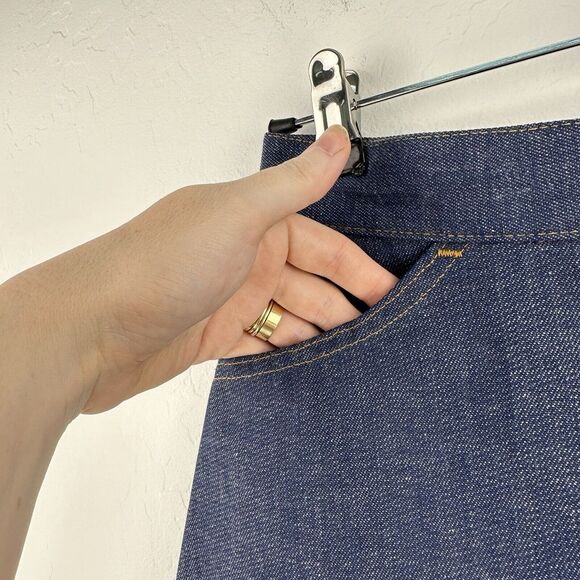 Vtg 60s 70s Levi's Denim Skirt Big E Orange Tab Knee Length Size 10 Made in USA - Picture 4 of 9